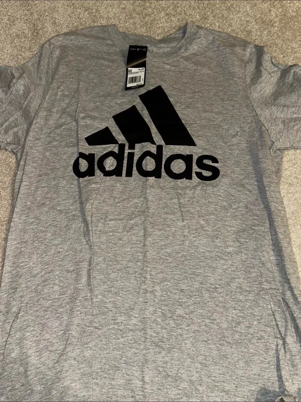 adidas Men's Heather Gray T-Shirt with Black Logo